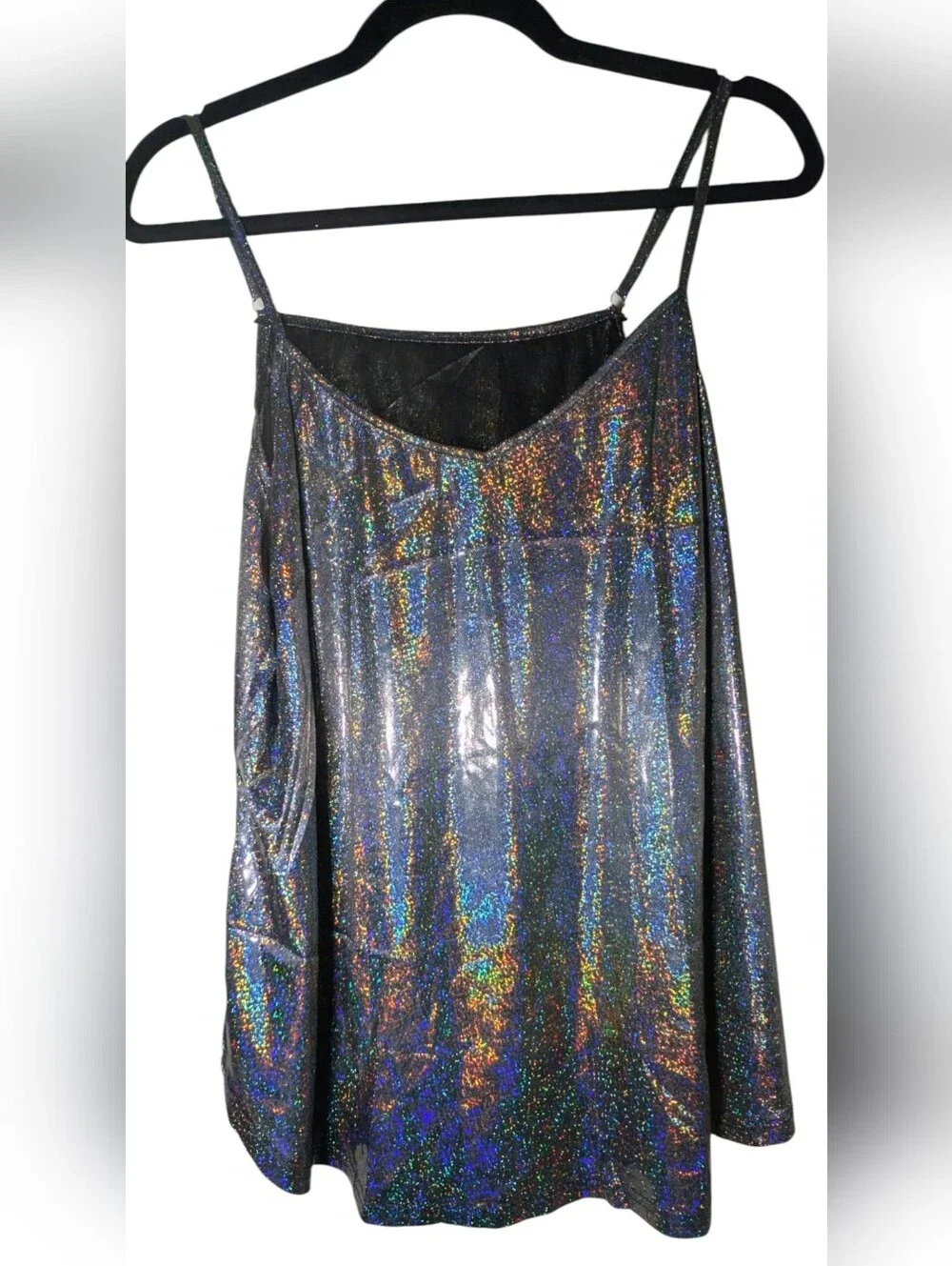 Holographic Rainbow Metallic Stretch Cami Top 1XL NWOT